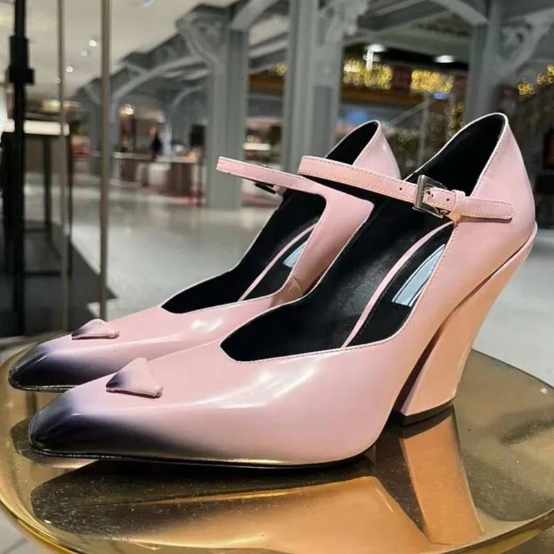 New Retro Shallow Mouth Pointed Mary Jane Single Shoes 1023122808
