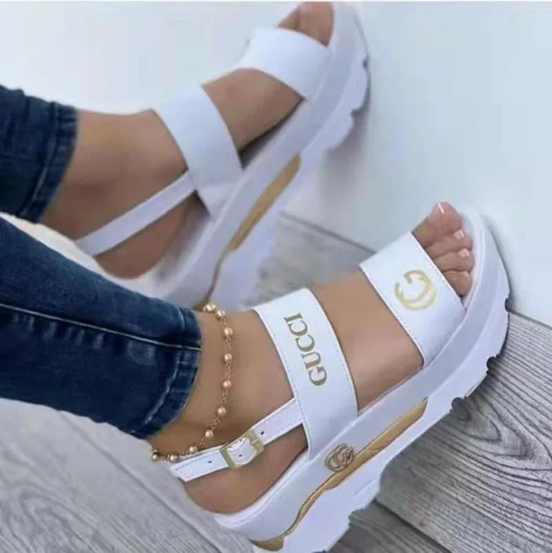 New Round Toe Fish Toe Platform Wedge Sandals 1024041829