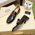Gentleman Men's Shoes Leather Popular Classic Presbyterian Pattern Loafers G05