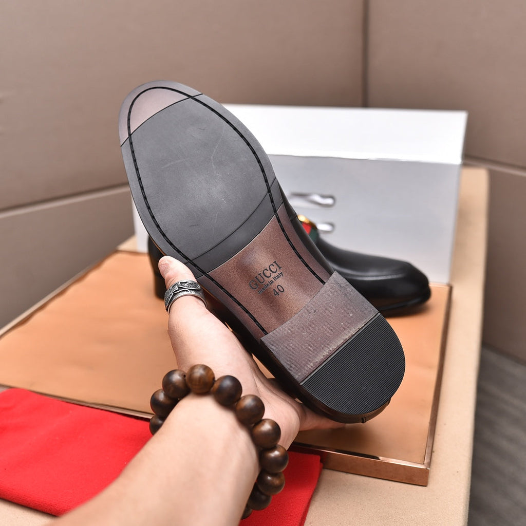 Gentleman Men's Shoes Leather Popular Classic Presbyterian Pattern Loafers G06