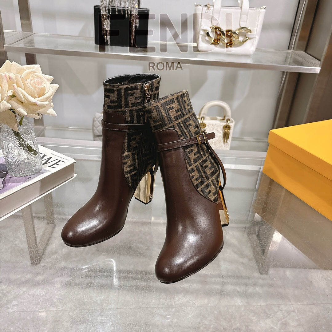 FD Round toe leather Delfina boots 1824111503