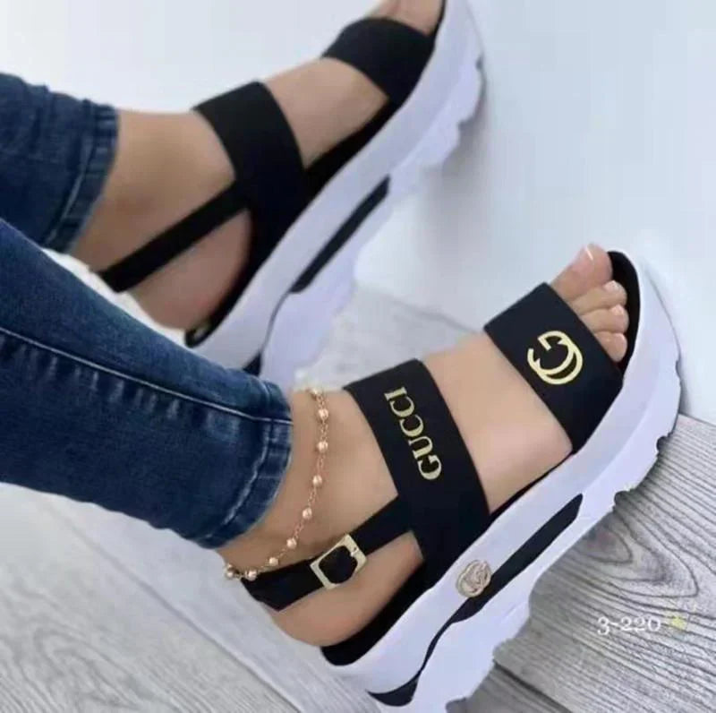 New Round Toe Fish Toe Platform Wedge Sandals 1024041829