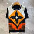 New Satin Fashion Printed T-shirt Short Sleeve 1024052116