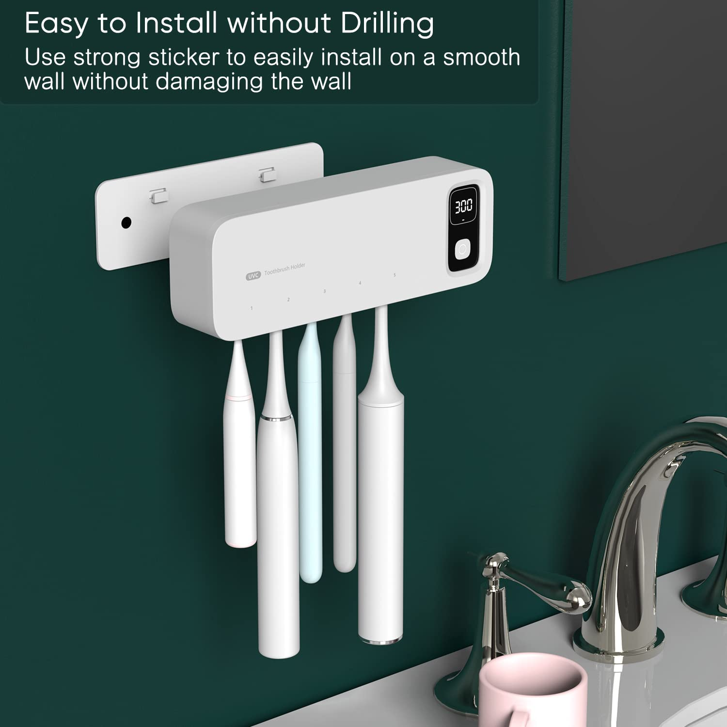 Toothbrush Storage Toothbrush Sterilizer Simple Smart Electric Air Drying Rack Charging UV Storage B